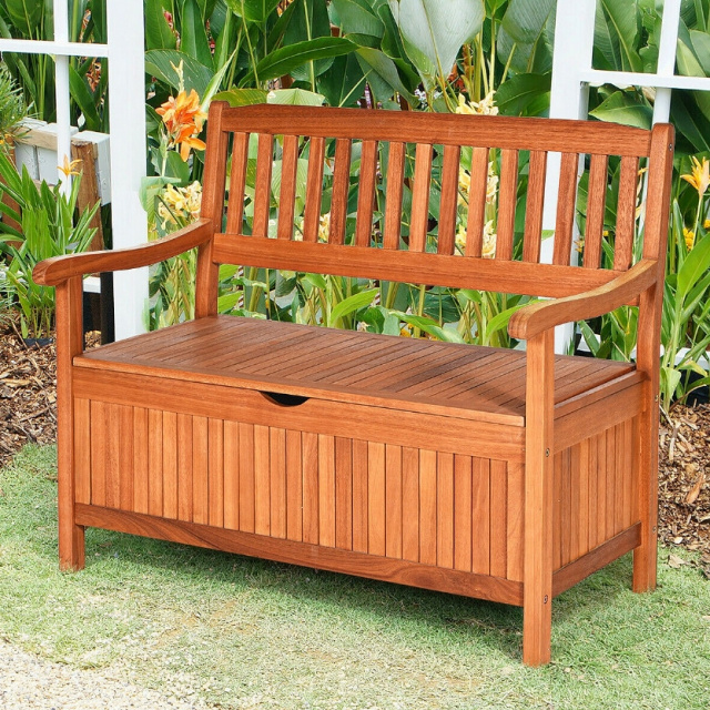 Eucalyptus 4 Foot Hardwood Patio Storage Bench