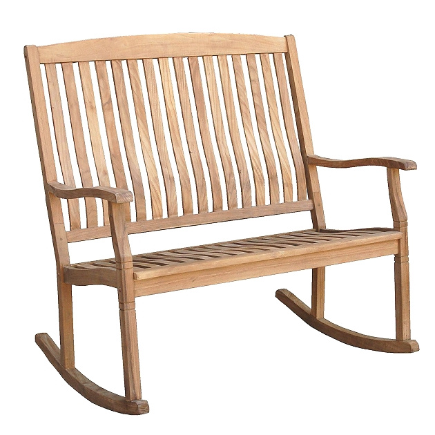 Teak Outdoor Porch Rocker Bench