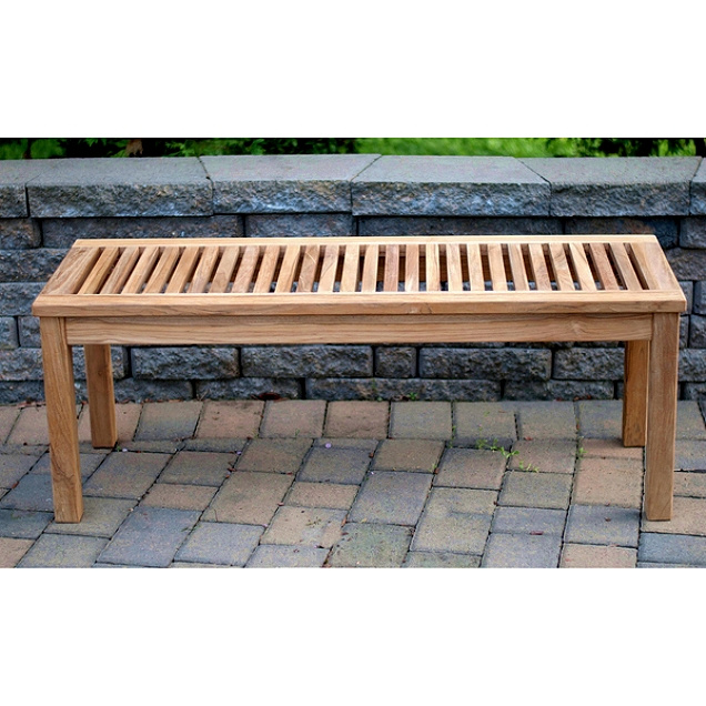 Teak 4 Foot Outdoor Backless Slat Patio Bench