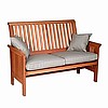 Heavy Mission Teak Stained Bench w/Cushions