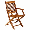 Pair - Teak Finish Wood Outdoor Armchairs