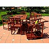 Teak Type 10pc Dining Set w/Serving Cart
