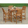 Teak Finish Patio Barstool Armchair