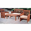 Teak Finish Mission 4pc Conversation Set w/Cushions