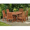 Teak Finish 7pc Large Dining Set