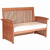 Teak Finish Mission Bench w/Cushions