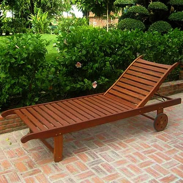 Teak Oiled Shorea Patio Chaise Lounger