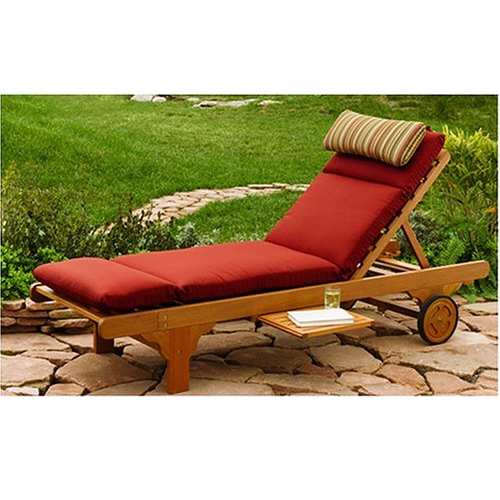 Eucalyptus Hardwood Outdoor Chaise Lounger and Cushion