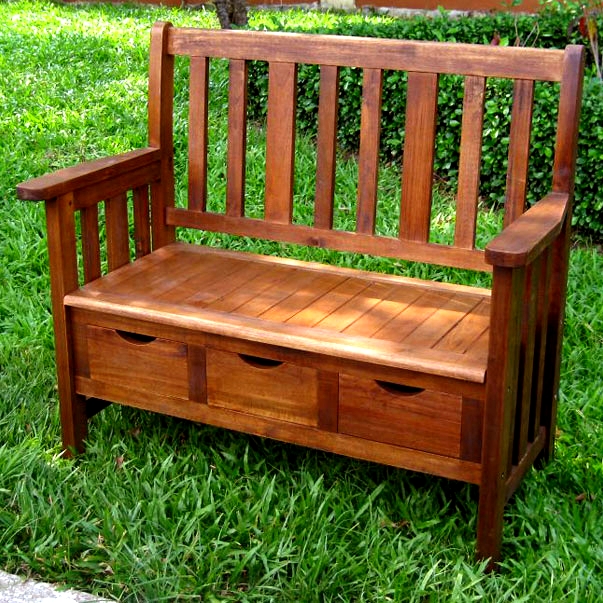 Teak Type Acacia Hardwood Outdoor Storage Bench