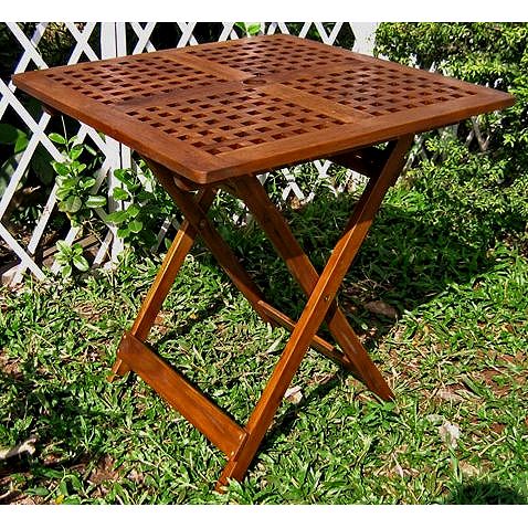 Acacia Hardwood Grate Top Folding Side Table