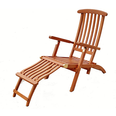 Teak Finish Balau Outdoor Steamer Recliner Lounge