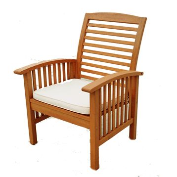 Pair Teak Type Mission Deck Armchair with Cushion