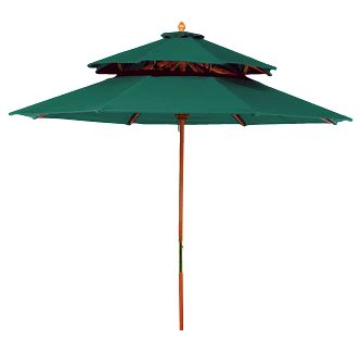 Deluxe Wood 7 Foot Green Outdoor Market Umbrella