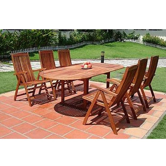 Eucalyptus 9 Piece Expandable Dining Set with Armchair Recliners