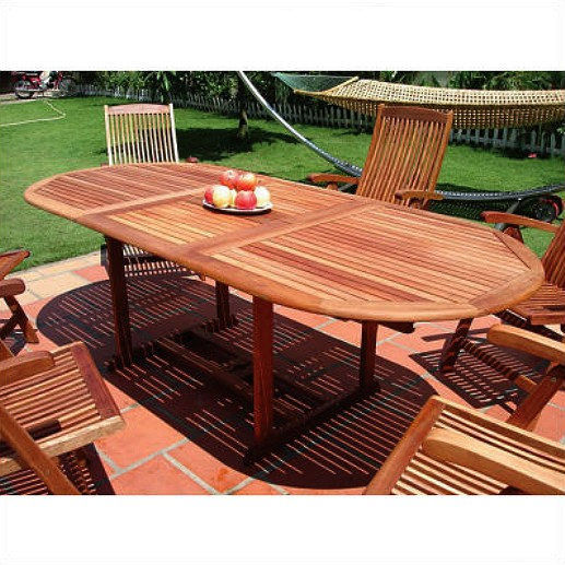 Eucalyptus 9 Piece Extendable 90 Inch Outdoor Dining Set