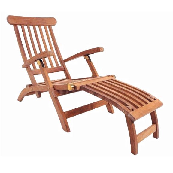 Teak Steamer Deck Recliner Lounge Chair