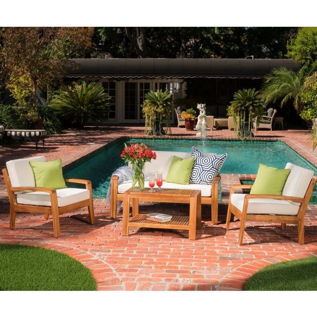 4 Piece Hardwood Outdoor Sofa Chair Table Set