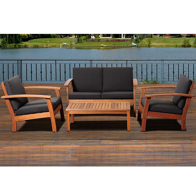 4pc Teak Type Deep Seating Conversation Set - Colors