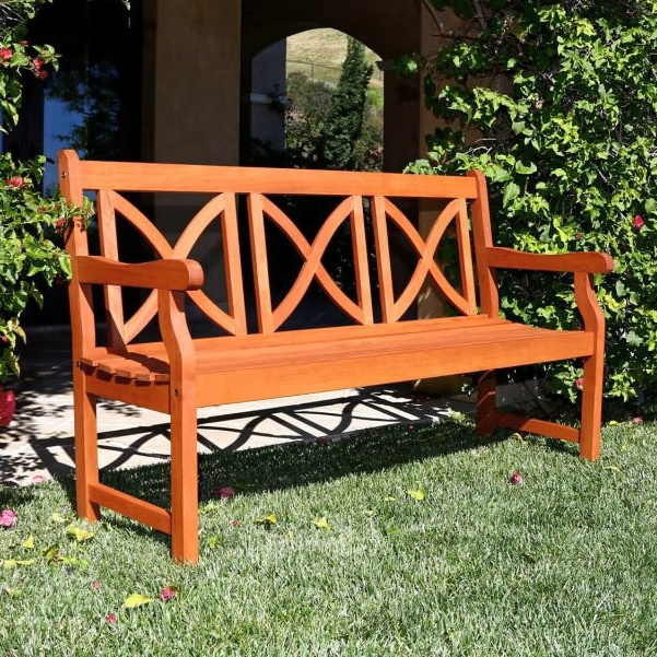 Eucalyptus 5 Foot X-Back Exterior Bench