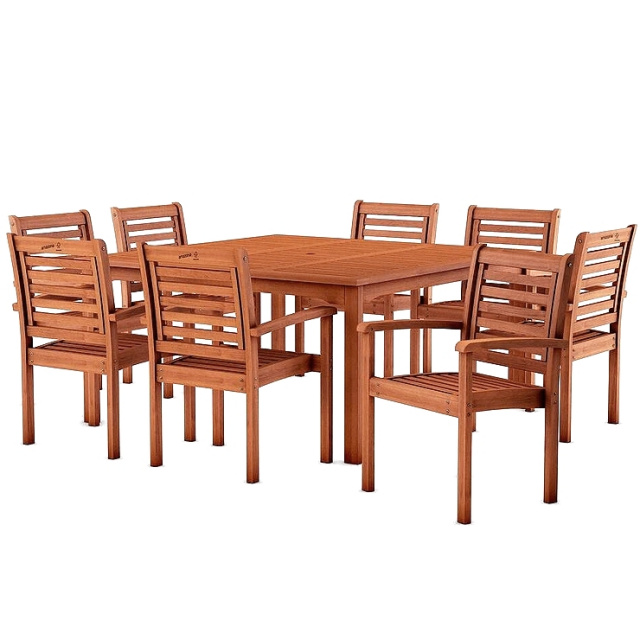 Eucalyptus 9 Piece Armchair Outdoor Dining Set