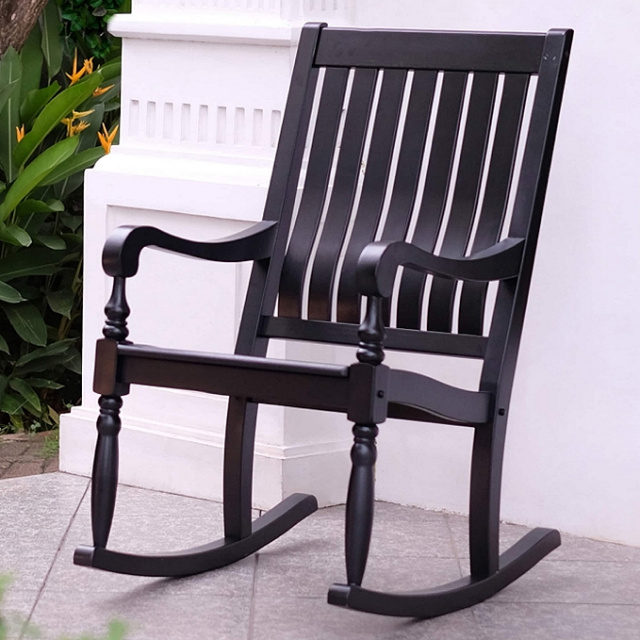 Eucalyptus Deluxe Black Porch Rocking Chair