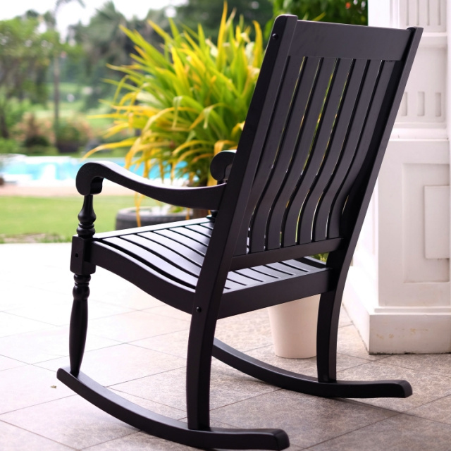 Eucalyptus Deluxe Black Porch Rocking Chair