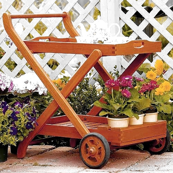 Eucalyptus Hardwood Serving Trolley Cart