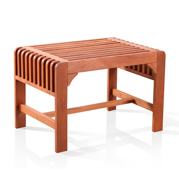 Eucalyptus 2 Foot Slatted Outdoor Backless Bench