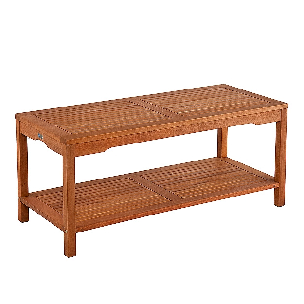 Eucalyptus Patio Coffee Table with Shelf