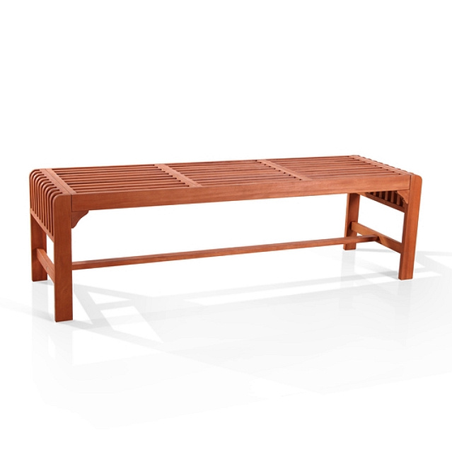 Eucalyptus 5 Foot Slatted Outdoor Backless Bench