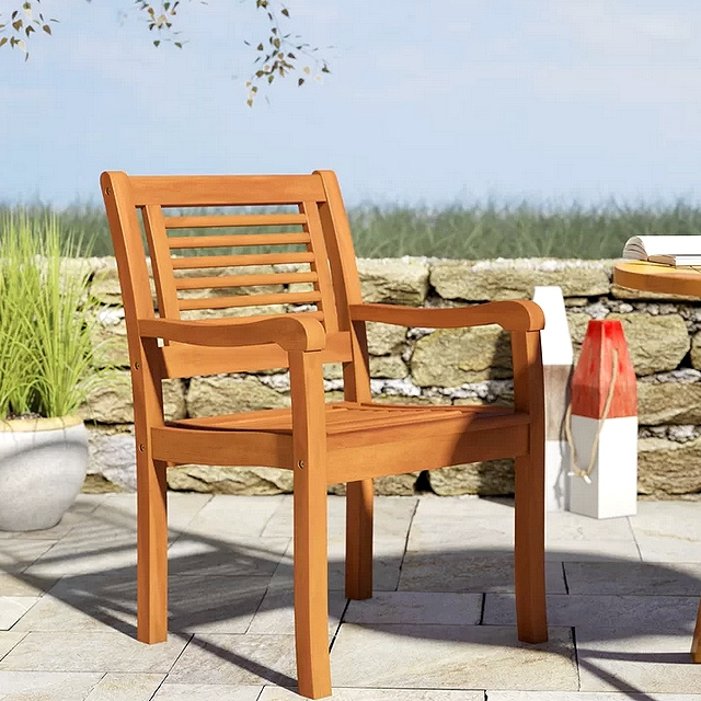 Pair Teak Type Balau Outdoor Patio Armchairs