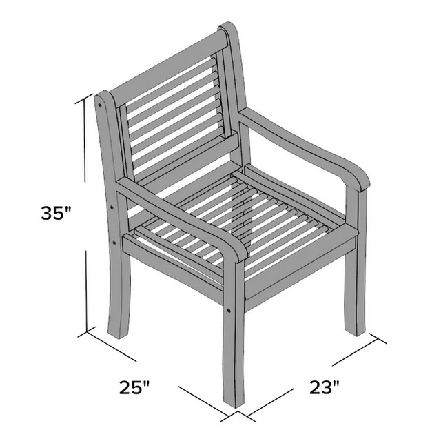 Pair Teak Type Balau Outdoor Patio Armchairs
