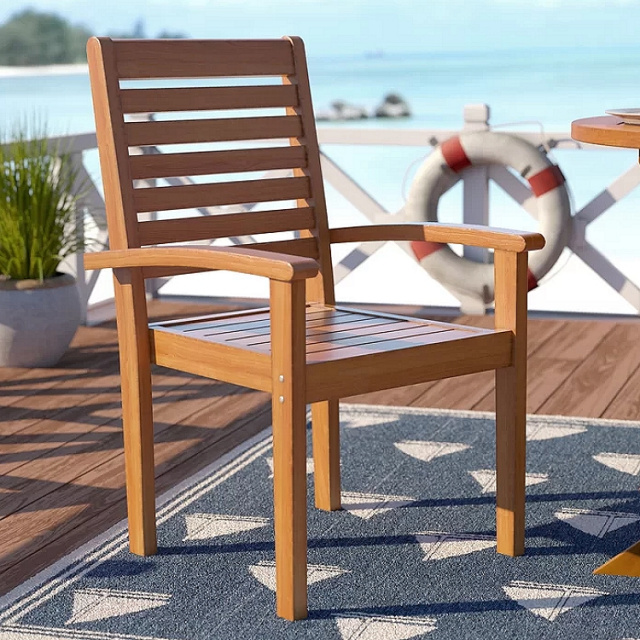 Pair Teak Type Balau Patio Outdoor Armchairs