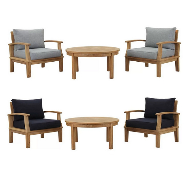 Teak 3pc Deep Seating Conversation Set with Cushions - Colors