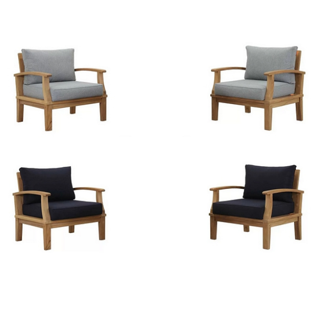 Teak 4 Piece Deep Seating Patio Conversation Set with Cushions - Colors