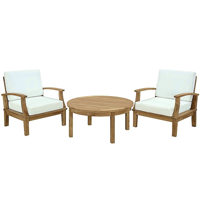 Teak 3pc Deep Seating Conversation Set with Cushions - Colors