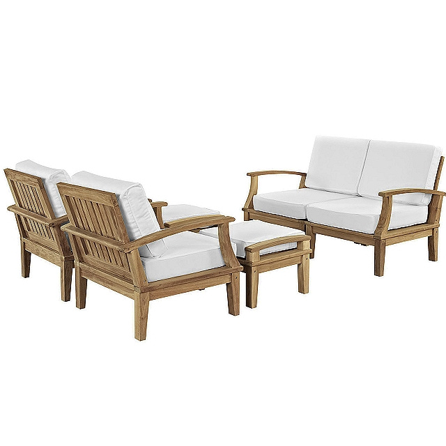 Teak 5pc Deep Seating Conversation Set with Cushions - Colors