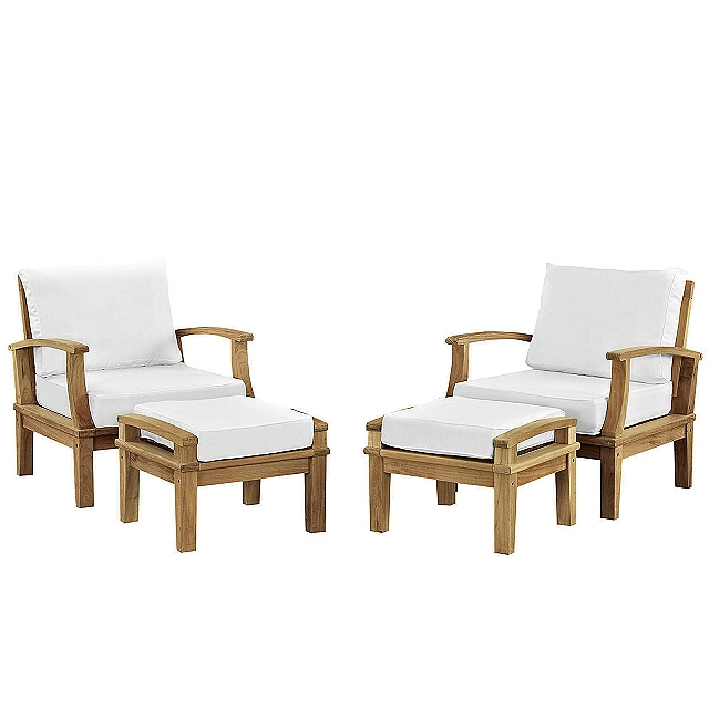 Teak 4 Piece Deep Seating Patio Conversation Set with Cushions - Colors