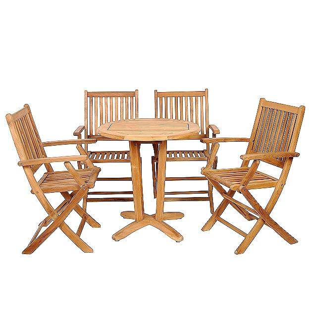 Teak 5 Piece 27 Inch Veranda Compact Bistro Set