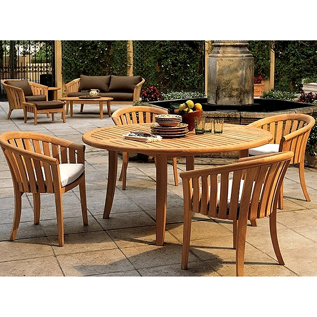 Teak 5 Piece 52 Inch Curved Outdoor Patio Dining Set