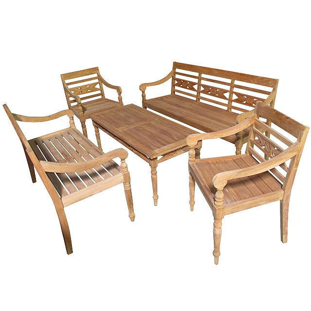 Teak 5pc Patio Garden Conversation Set