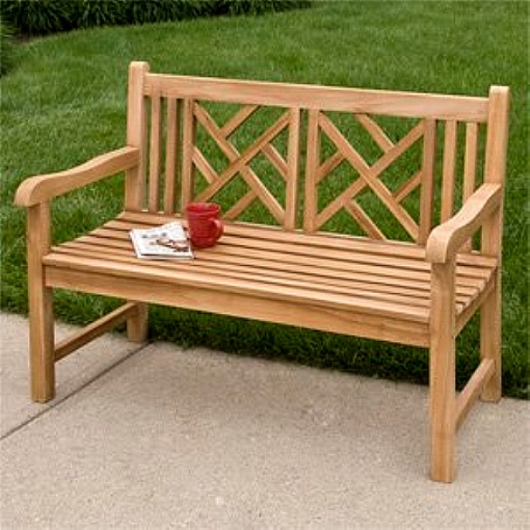 Teak Chippendale 4 Foot Outdoor Garden Bench