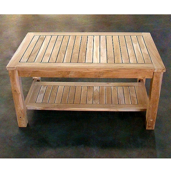 Teak Commercial Grade Coffee Table with Lower Shelf