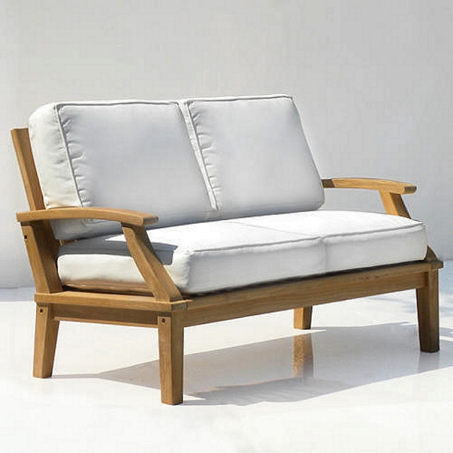 Teak Commercial Grade Deep Seating Loveseat with Cushions