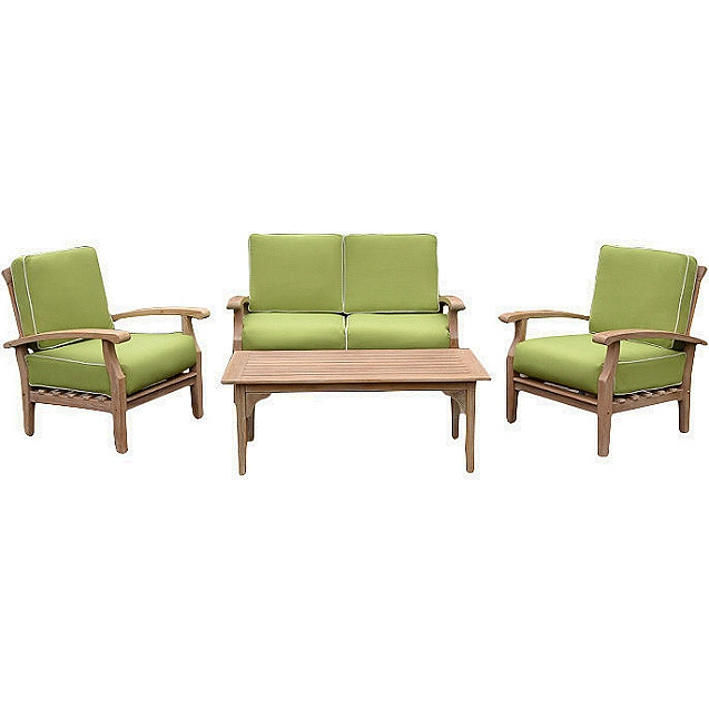 Teak 4pc Deep Seating Patio Conversation Set with Cushions