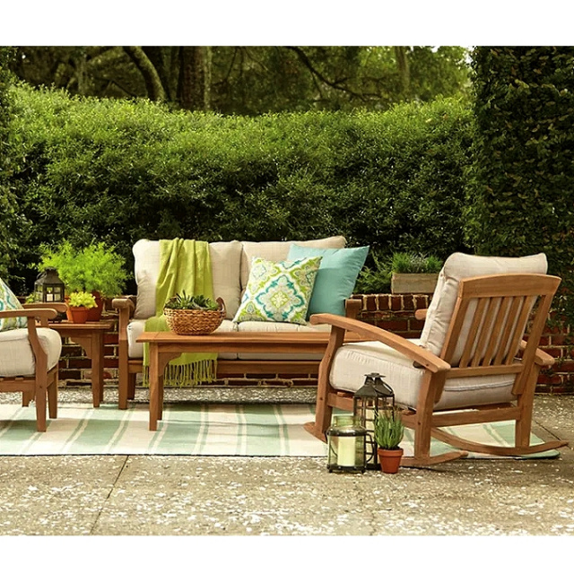 Teak Deep Seating Outdoor Loveseat with Cushions