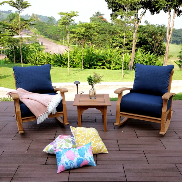 Teak Deep Seating Outdoor Rocking Chair with Cushions
