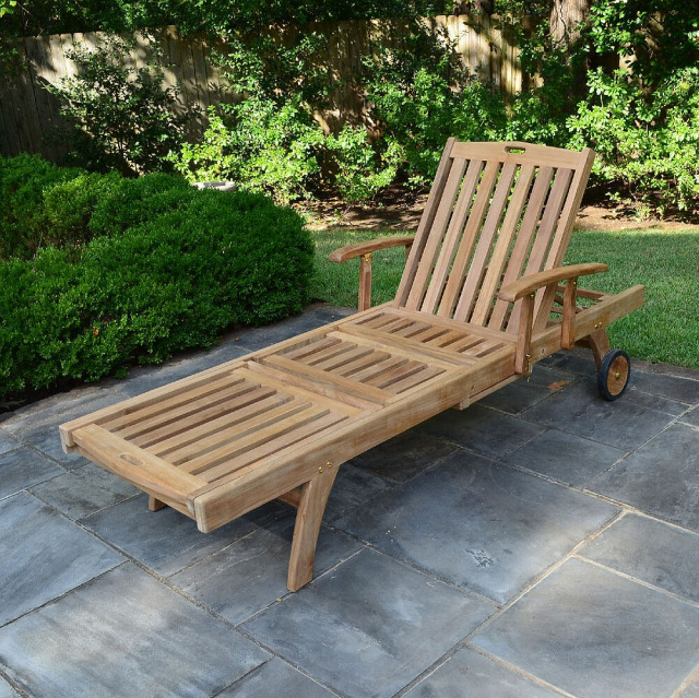 Teak Deluxe Patio Deck Chaise Lounger