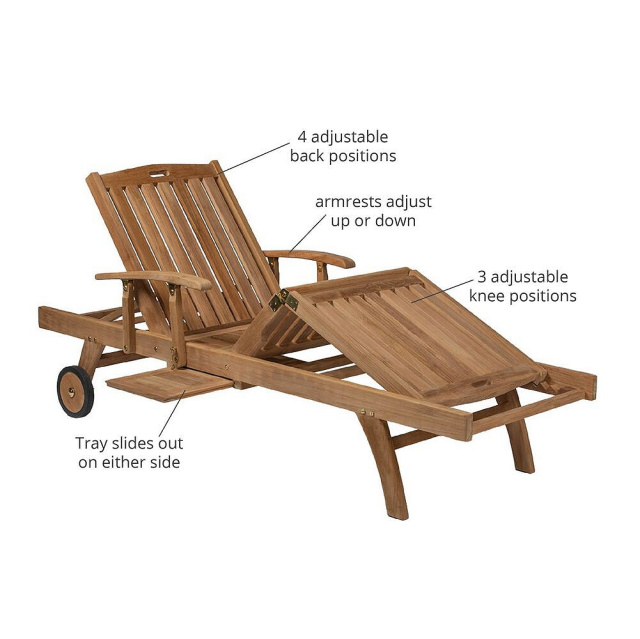 Teak Deluxe Patio Deck Chaise Lounger