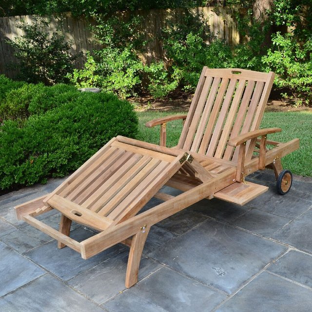 Teak Deluxe Patio Deck Chaise Lounger